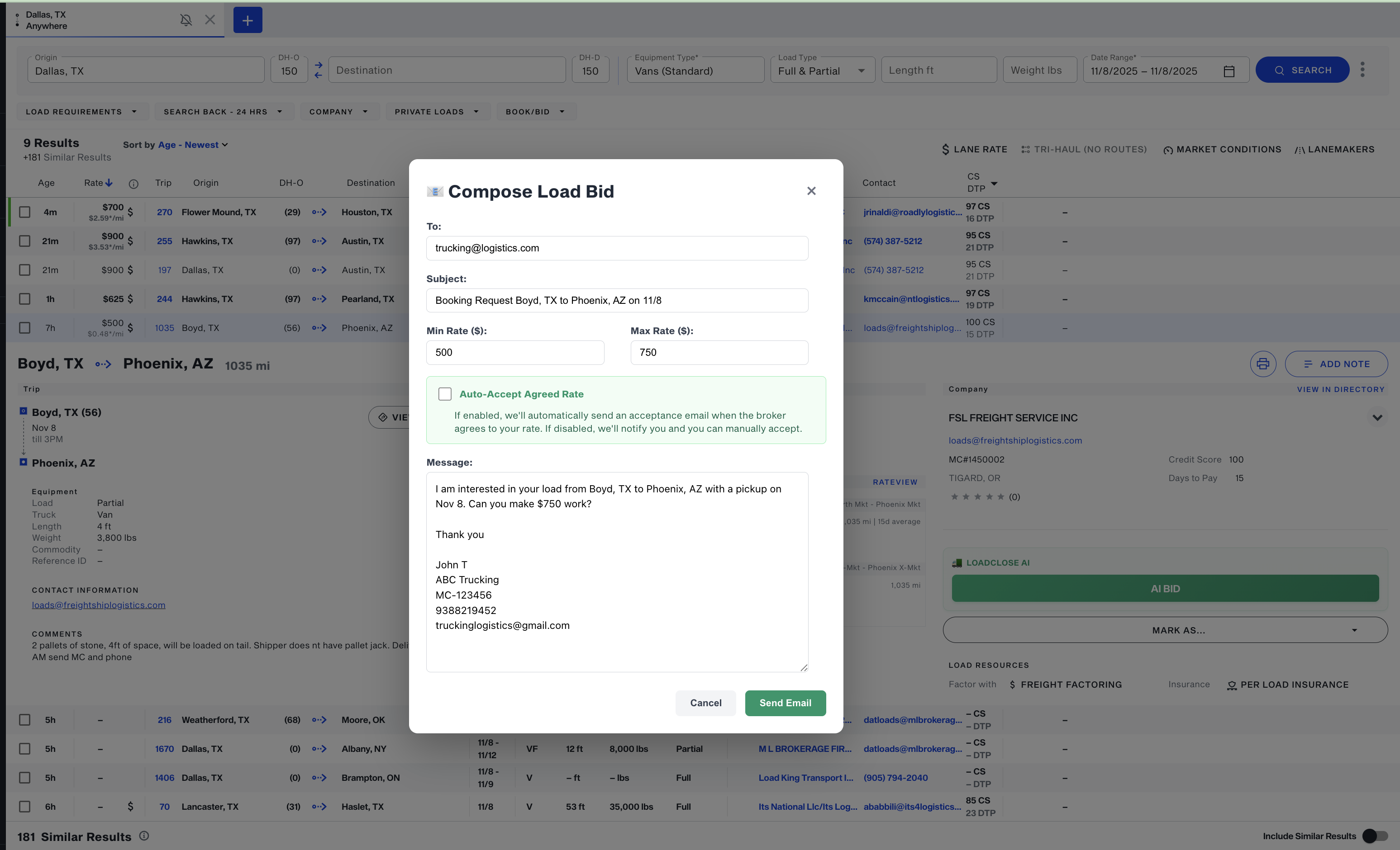 Step 2: Set rates and message